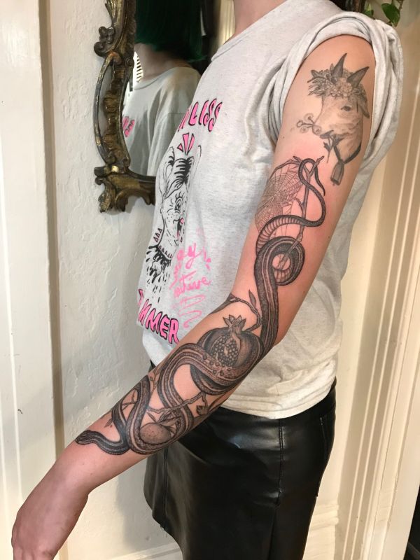 snake arm sleeve tattoo