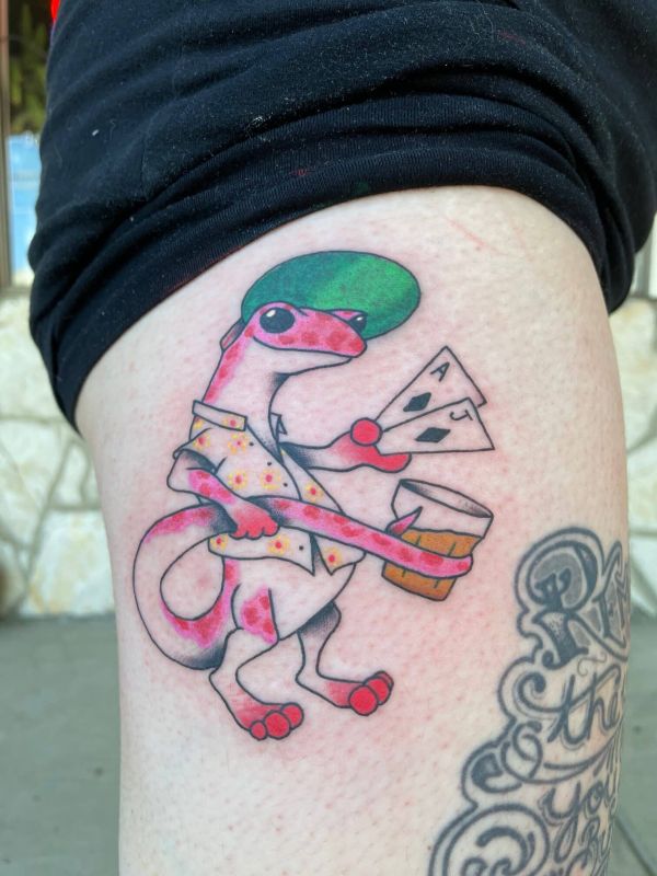 gecko playing cards tattoo